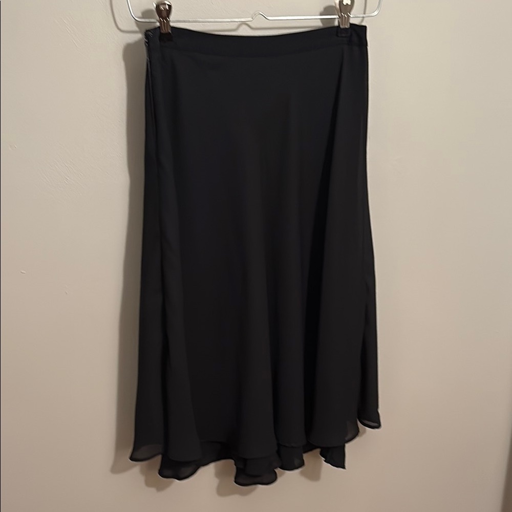 Kate Hill Black Asymmetrical A-Line Midi Skirt